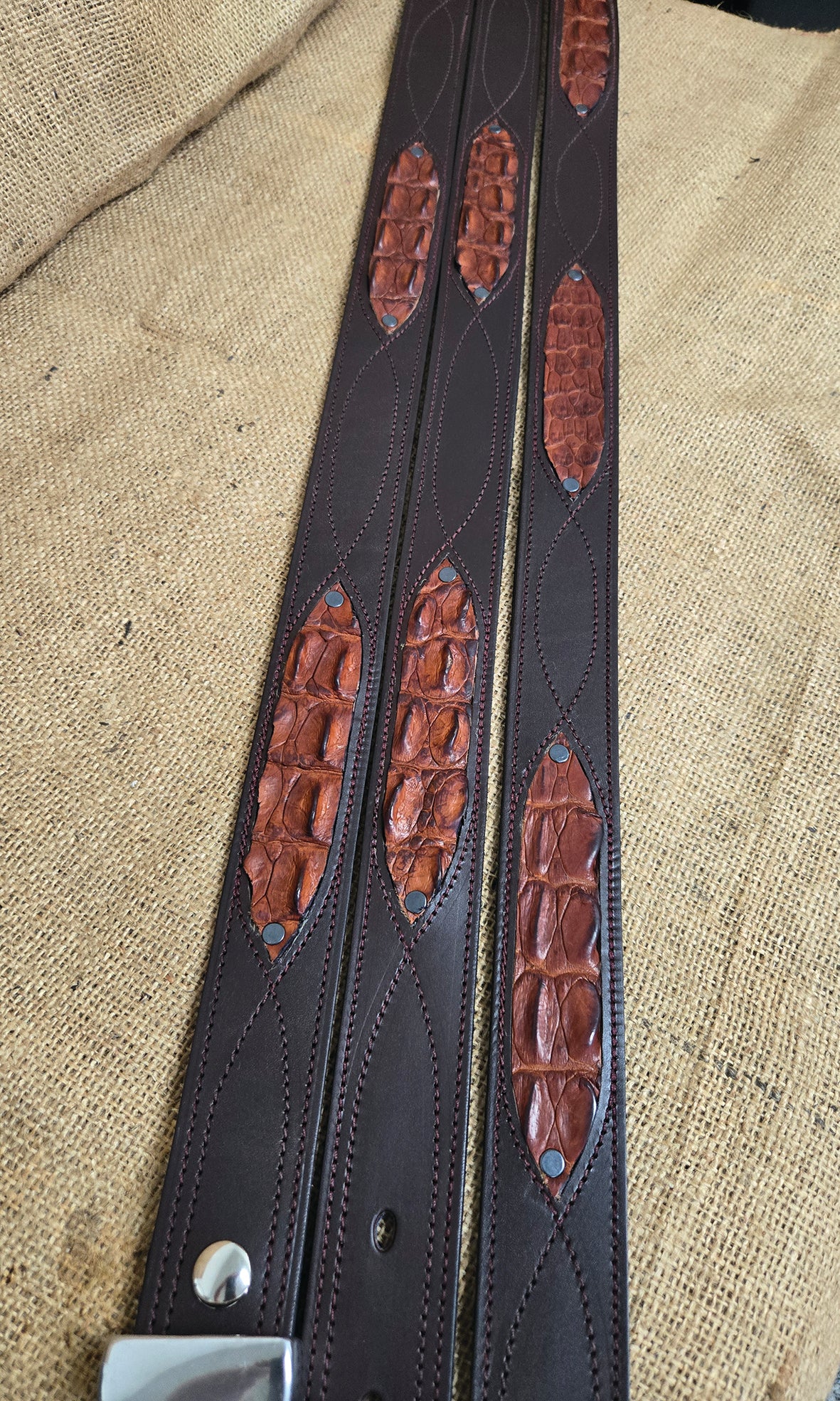 CROCODILE INLAY LEATHER BELTS MEN OR WOMEN