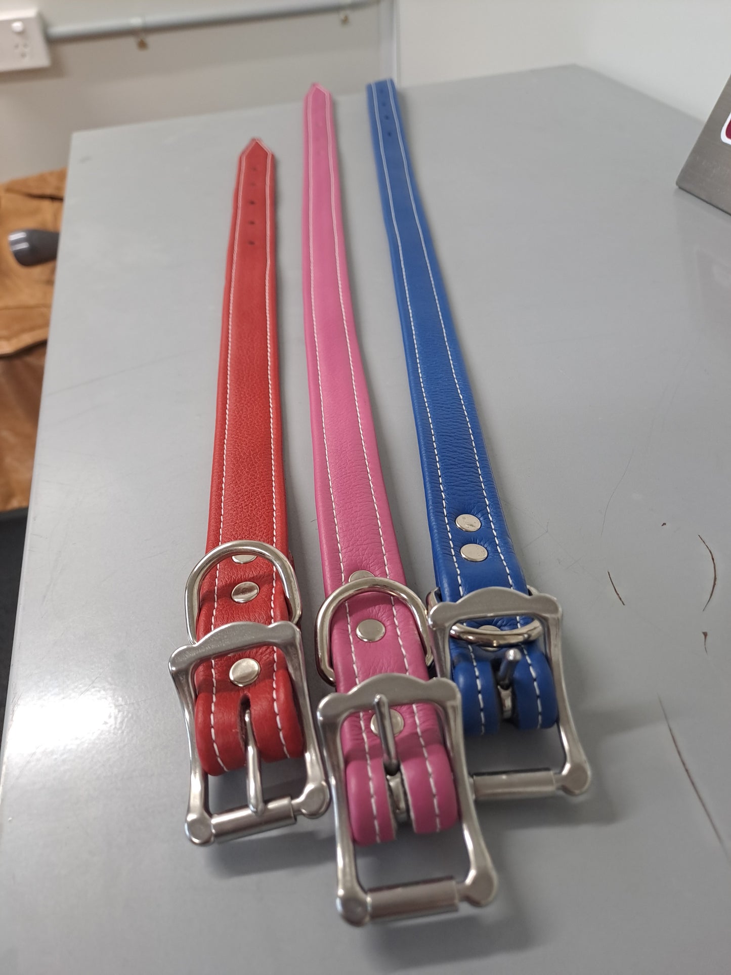Dog Collars - 25mm Wide Pink Blue or Red
