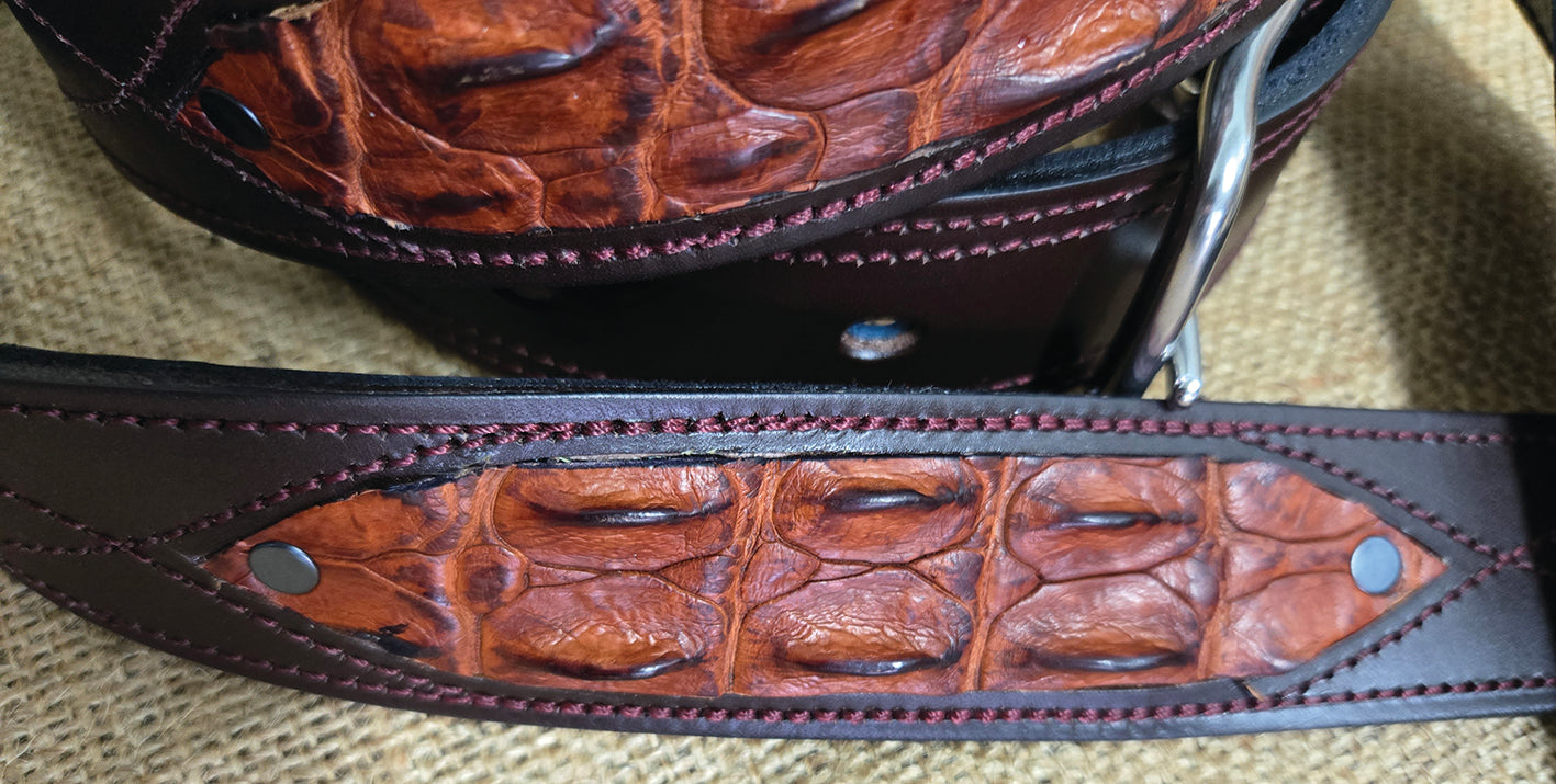 CROCODILE INLAY LEATHER BELTS MEN OR WOMEN