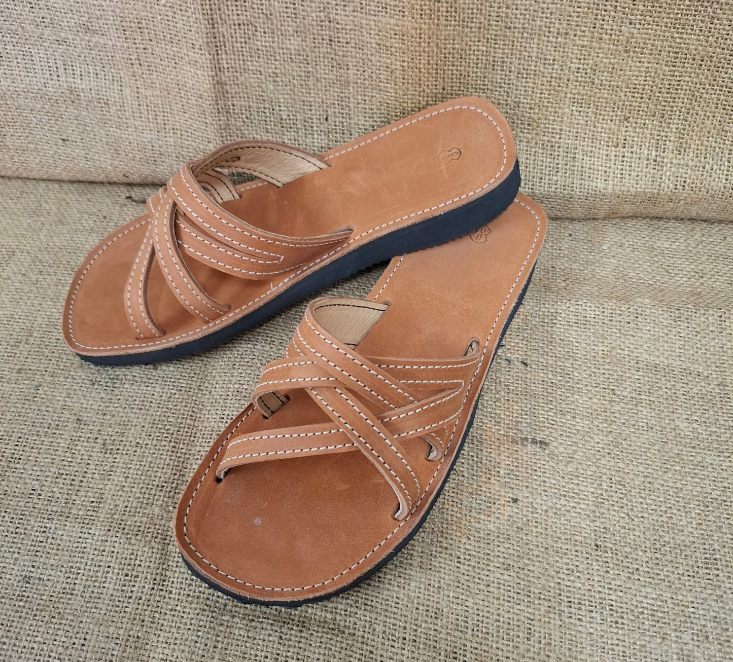 WOMENS Leather Slip On Strappy Sandals