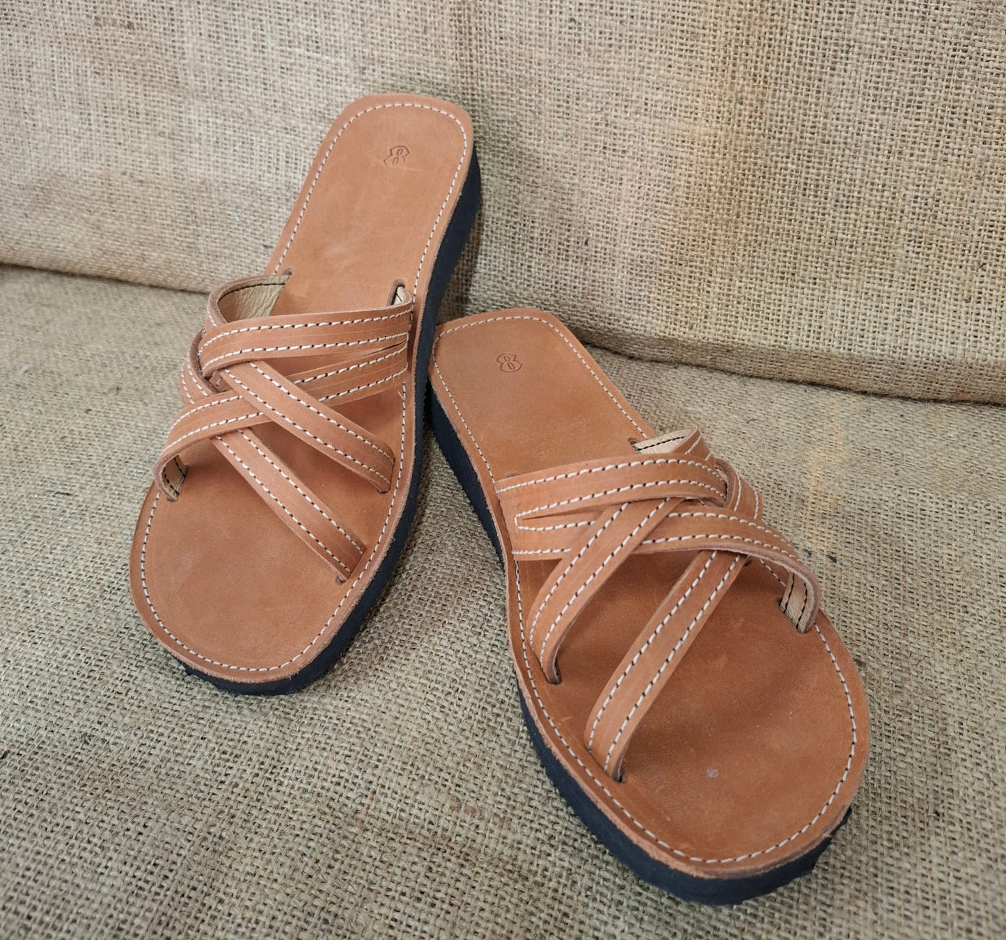 WOMENS Leather Slip On Strappy Sandals