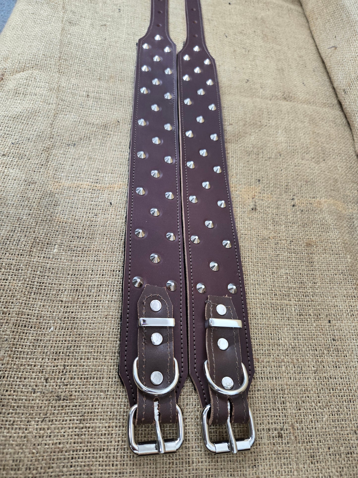 Dog Collars Leather STUDDED - 50mm Black or Brown