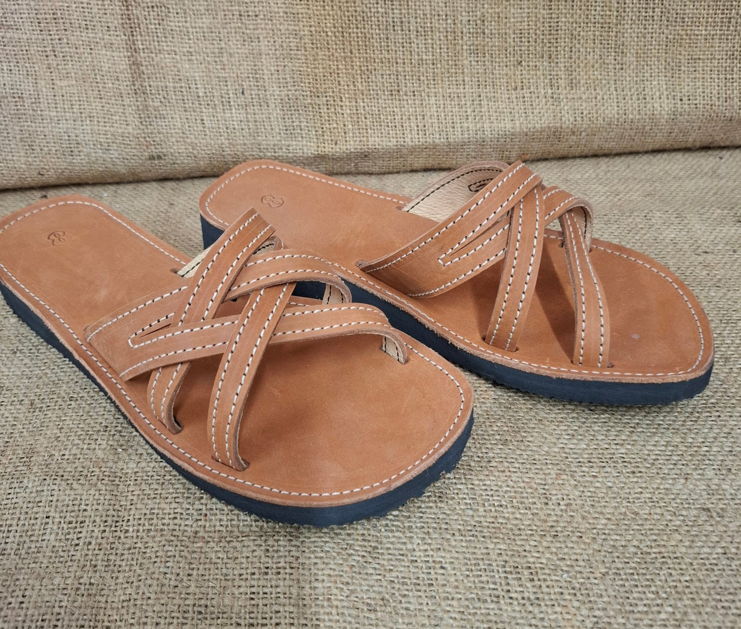 WOMENS Leather Slip On Strappy Sandals